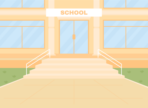 Daylight empty school entrance Illustration