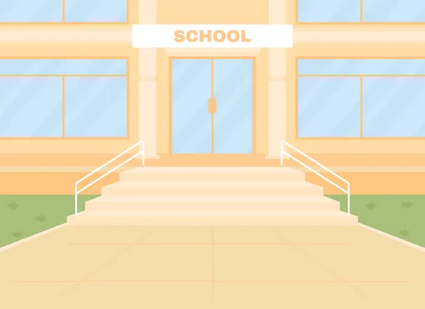 Daylight empty school entrance  Illustration