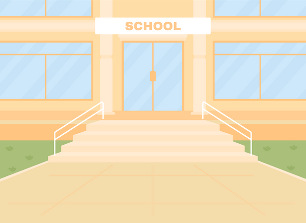 Daylight empty school entrance  Illustration