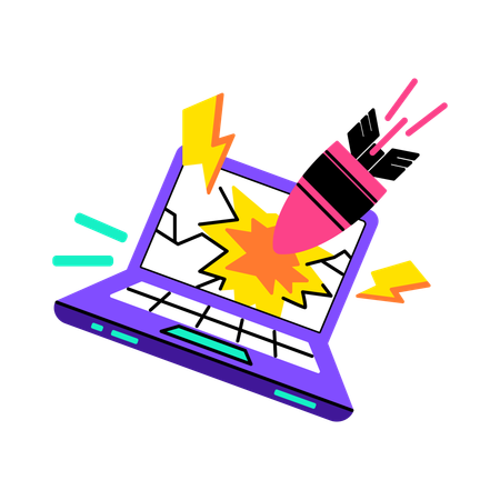 Ddos attack on personal computer  Illustration