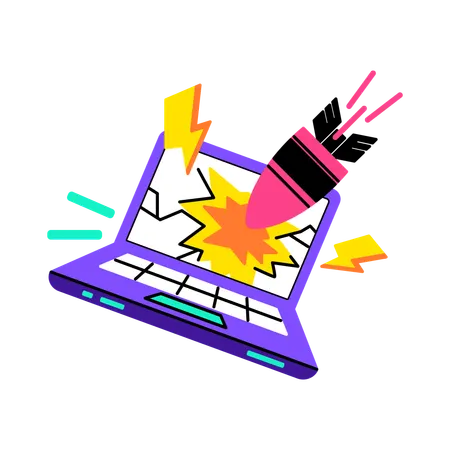Ddos attack on personal computer  Illustration