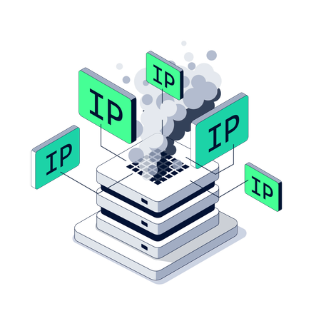 DDoS attack overloads server with multiple IP requests  Illustration