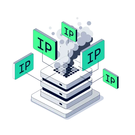 DDoS attack overloads server with multiple IP requests  Illustration