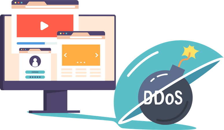 DDoS protection for website Illustration