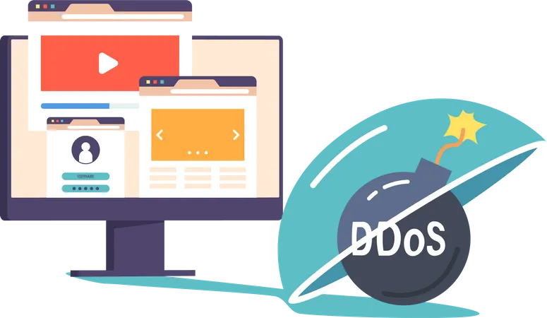 DDoS protection for website Illustration