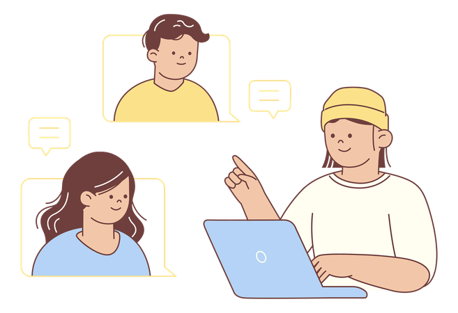 Des personnes en réunion en ligne  Illustration
