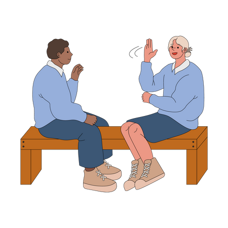 Deaf people communicating using sign language  Illustration