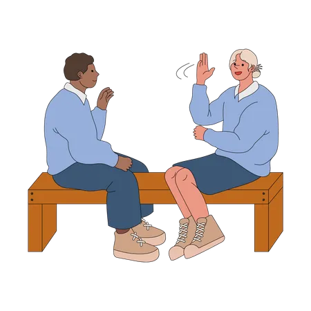 Deaf people communicating using sign language  Illustration