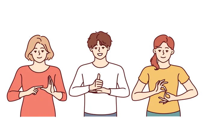 Deaf people using sign language  Illustration