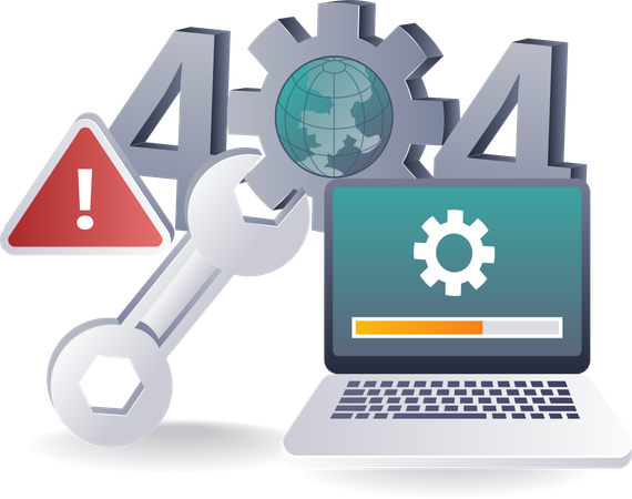 コンピュータのエラー 404 に対処する  イラスト