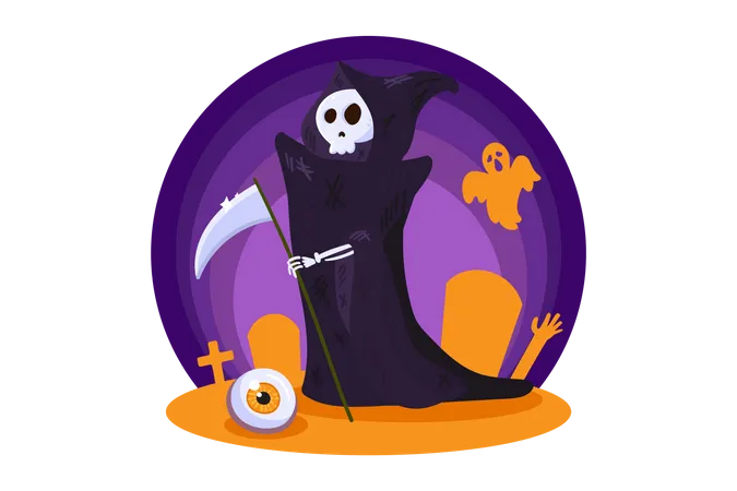 Death Character in Halloween Illustration