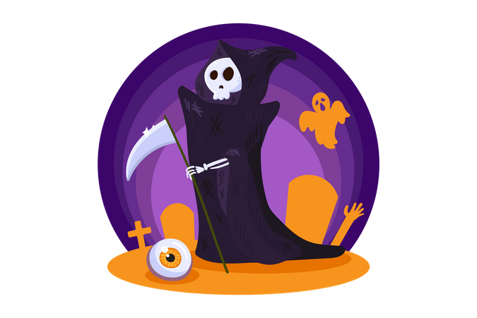 Death Character in Halloween  Illustration