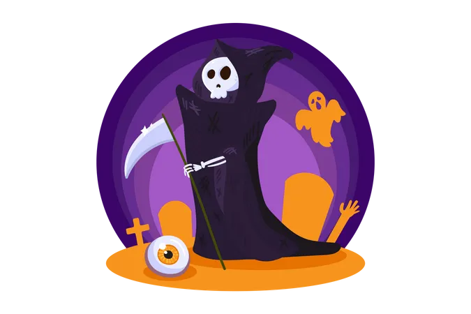 Death Character in Halloween  Illustration