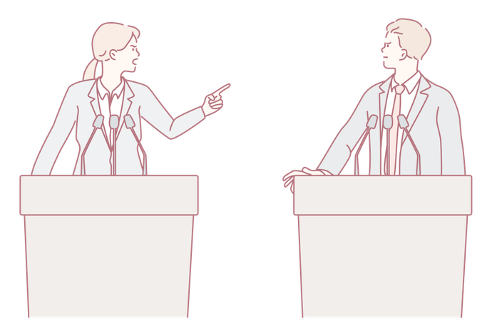 Debate Scene  Comprehensive and Engaging Political Discussion Among the Candidates  Illustration