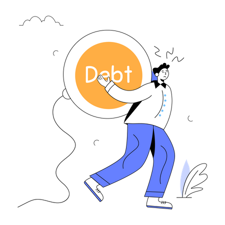 Business woman under debt Illustration