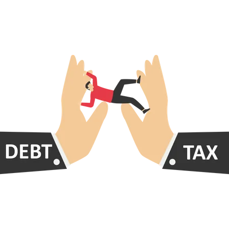Debt And Tax Burden Crushed Hand Vector Illustration In Flat Style Illustration