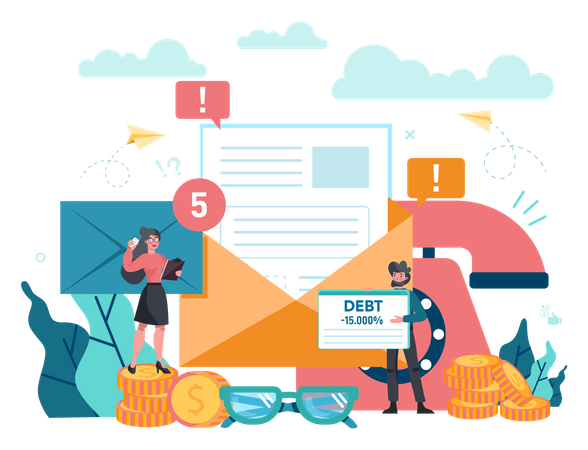 Debt Collecting Agency  Illustration