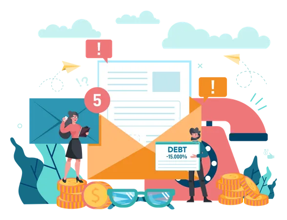 Debt Collecting Agency  Illustration