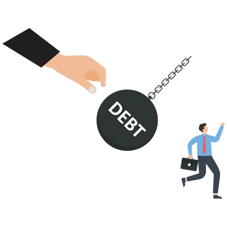 Debt coming to businessman  Illustration