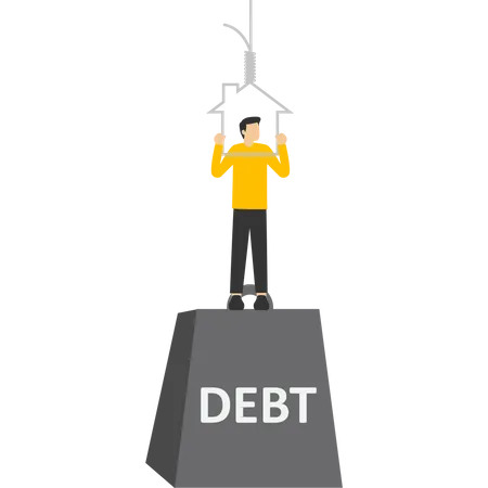 Debt From Buying A Home Makes Life Desperate Vector Illustration In Flat Style Illustration