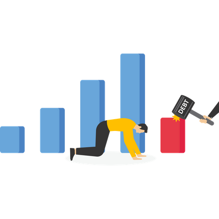 Debt keeps the economic graph not growing  Illustration