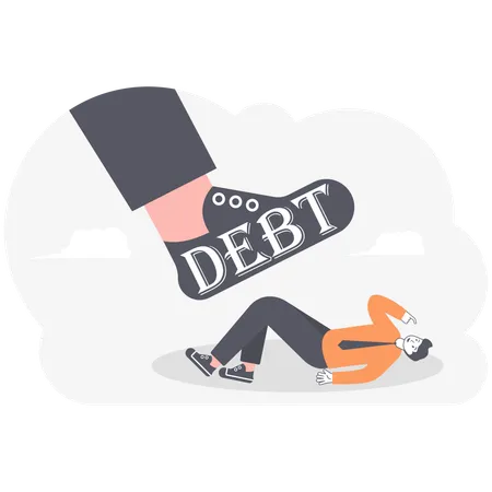 Debt kick businessman  Illustration