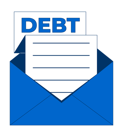 Debt letter in envelope  Illustration
