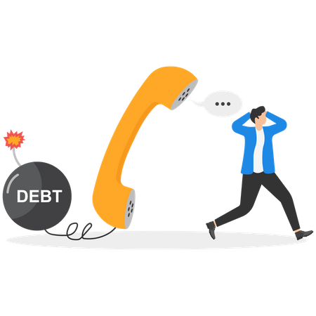 Debt payment notification via phone call  Illustration