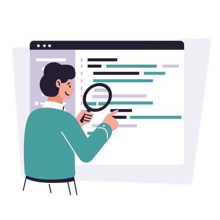 Debugger Finding Bug from software  Illustration
