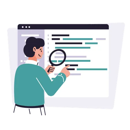 Debugger Finding Bug from software  Illustration