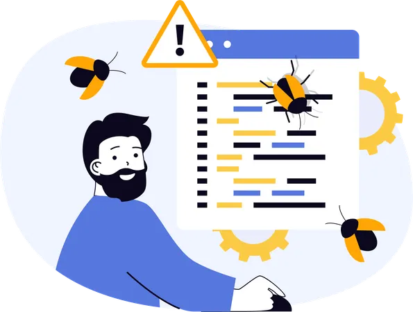 デバッガーはソフトウェアのウイルステストを行います  イラスト
