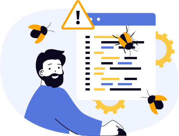 Debugger tests software against virus  Illustration