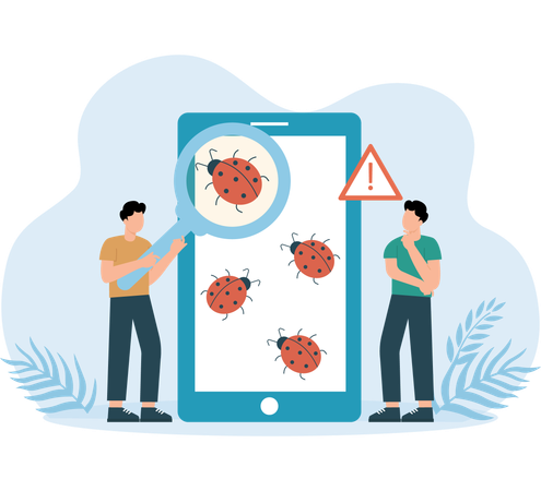Debugger tests software against Virus Scan  Illustration