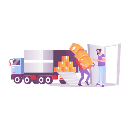 Déchargement de camion  Illustration