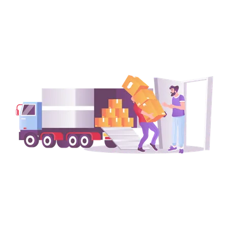 Déchargement de camion  Illustration