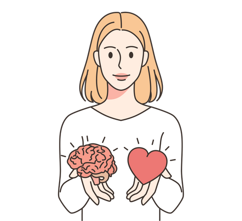 Decision from heart or mind  Illustration