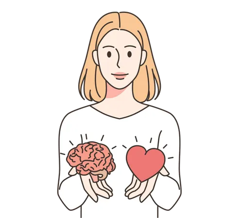 Decision from heart or mind  Illustration