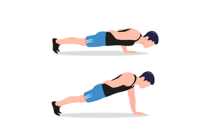 Decline one-arm push-up  Illustration
