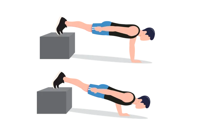 Decline one-arm push-up  Illustration