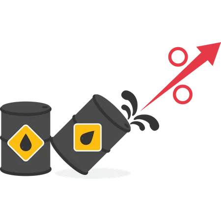 Declining chart of crude oil barrels  Illustration