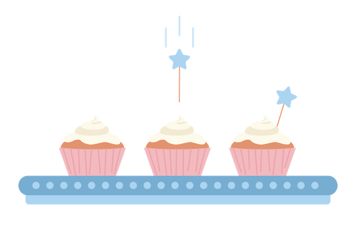 Decorando cupcakes carregando  Ilustração