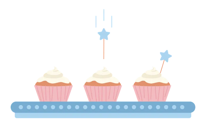 Decorando cupcakes carregando  Ilustração