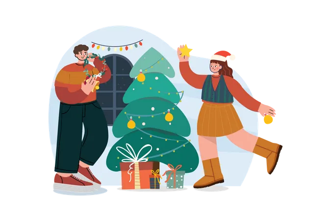 Decoração de árvore de natal  Ilustração