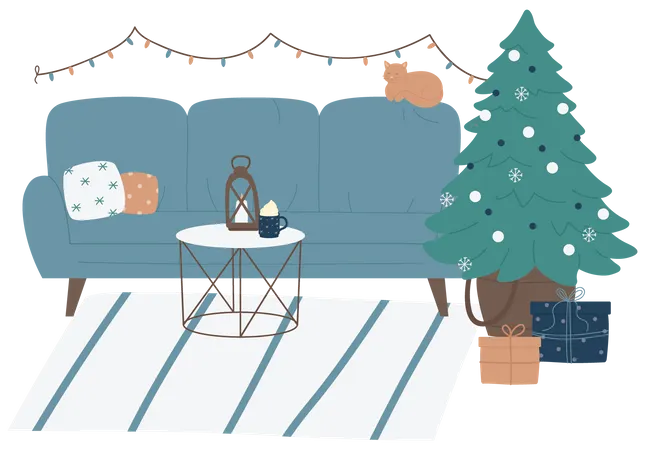 Decoração de árvore de Natal  Ilustração