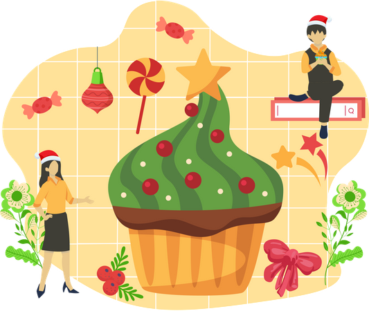 Decoração de bolo de natal  Ilustração