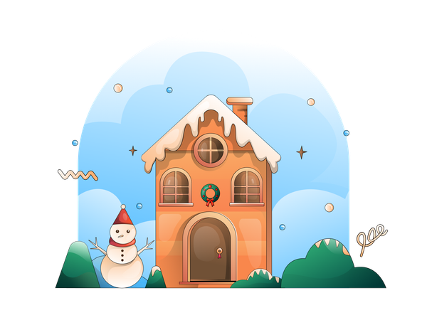 Decoração de casa de natal  Ilustração