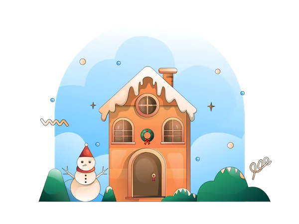 Decoração de casa de natal  Ilustração