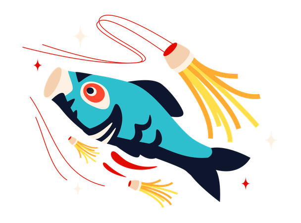 Decoração japonesa em forma de peixe  Ilustração