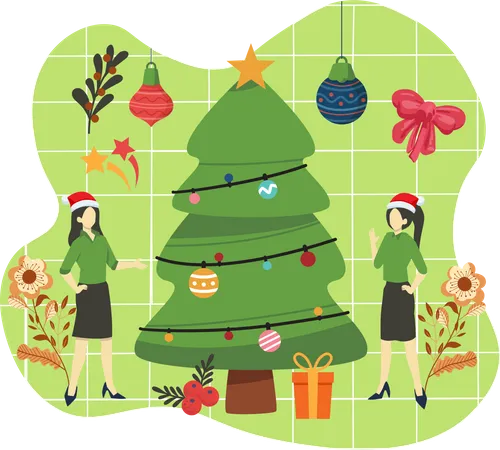 Decoración del árbol de Navidad  Ilustración