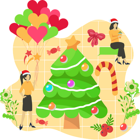 Decoración del árbol de Navidad  Ilustración